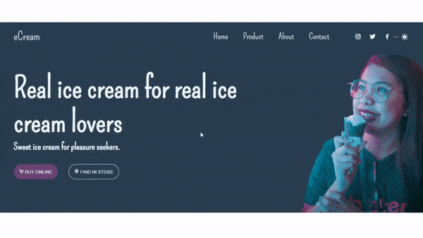 the most awesome ice cream shop landing page example.gif